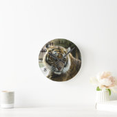 Orange mit schwarzen Streifen Bengalisches TigerFo Runde Wanduhr (Zuhause)
