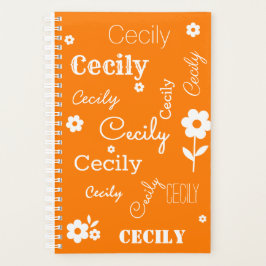 Orange mit weißen Blume, Individuelle Name-Planer Planer