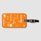 Orange mit weißen Blume, kundenspezifische Gepäckm Gepäckanhänger (Vorderseite (Horizontal))