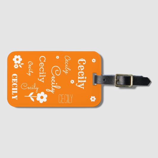 Orange mit weißen Blume, kundenspezifische Gepäckm Gepäckanhänger (Vorderseite (Horizontal))