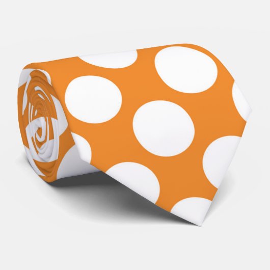 Orange mit weißen Polka Dots Retro Krawatte (Gerollt)