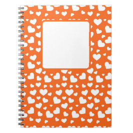 ORANGE MIT WEISSEN VALENTINEN LIEBE HERZEN NOTIZBLOCK