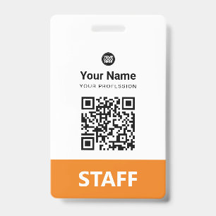 Orange Mitarbeiter-QR-Code, Barcode, Logo, Name Ausweis