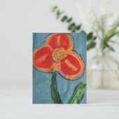 Orange Mixed Media Blume Postkarte (Stehend Vorderseite)