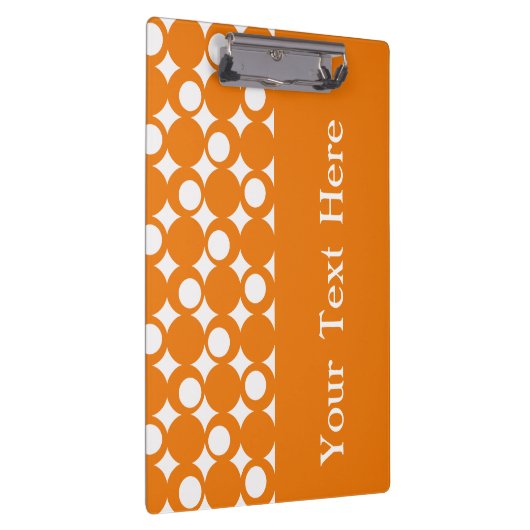 Orange Mod Ball Design mit benutzerdefiniertem Tex Klemmbrett (Rechts)