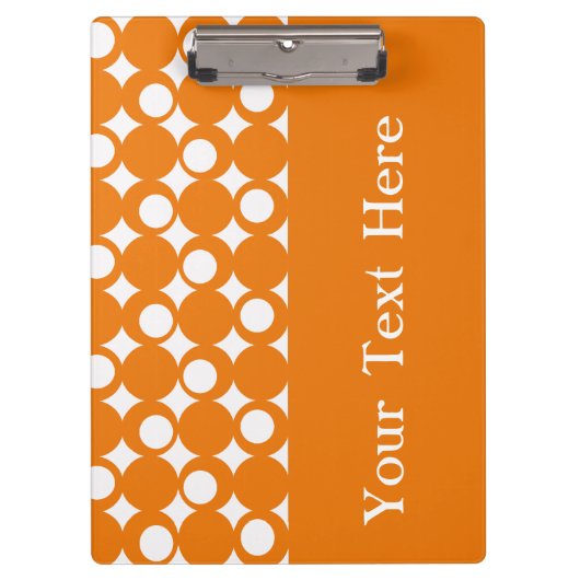 Orange Mod Ball Design mit benutzerdefiniertem Tex Klemmbrett (Vorderseite)