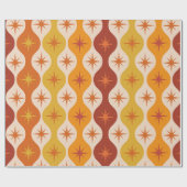 Orange Mod Stars aus der Mitte des Jahrhunderts au Geschenkpapier (Flach)