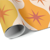 Orange Mod Stars aus der Mitte des Jahrhunderts au Geschenkpapier (Rolleneckpunkt)