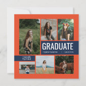 Orange Modern 6 Foto Abschluss | Benutzerdefiniert (Vorderseite)