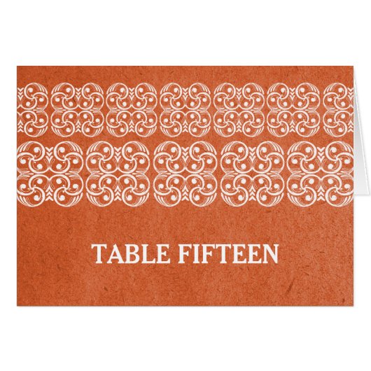 Orange Modern Bohemische Tischnummer Card (Vorderseite (Horizontal))