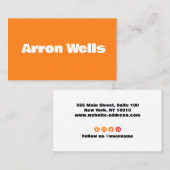 Orange Modern Bold Typografy Visitenkarte (Vorne/Hinten)