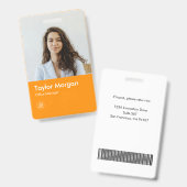 Orange Modern Business ID Card | Mitarbeiter-Abzei Ausweis (Vorder- & Rückseite)