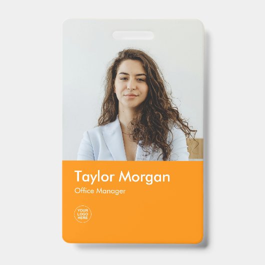 Orange Modern Business ID Card | Mitarbeiter-Abzei Ausweis (Vorderseite)