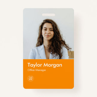Orange Modern Business ID Card | Mitarbeiter-Abzei Ausweis