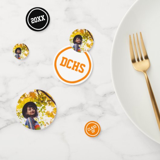 Orange Modern Circles Foto Abschluss Konfetti (Gruppe)