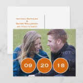Orange Modern Circles Foto Save the Date Postkarte (Vorne/Hinten)