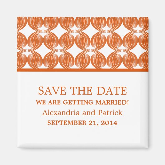 Orange Modern Deko Save the Date Magnet (Vorne)