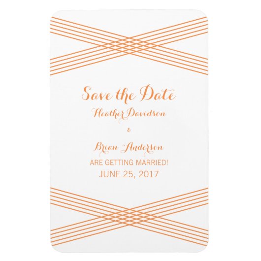 Orange Modern Deko Save the Date Magnet (Vertikal)
