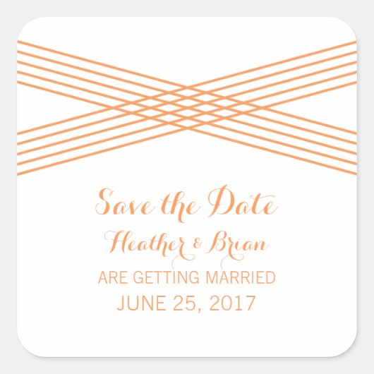 Orange Modern Deko Save the Date Stickers (Vorderseite)
