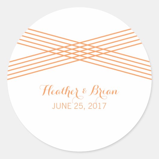Orange Modern Deko Wedding Stickers (Vorderseite)