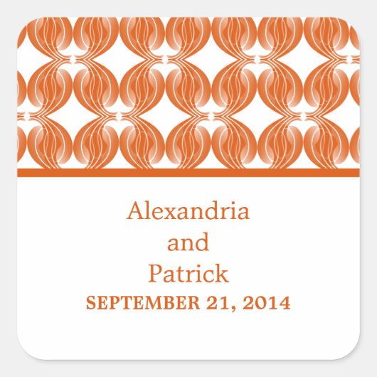 Orange Modern Deko Wedding Stickers (Vorderseite)
