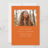Orange Modern Elegante Drei-Foto-Abschluss Einladung (Rückseite)
