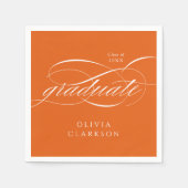 Orange Modern Elegante Script Graduation Party Serviette (Vorderseite)