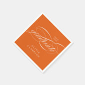 Orange Modern Elegante Script Graduation Party Serviette (Ecke)