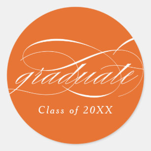 Orange Modern Eleganter Script-Abschluss Runder Aufkleber