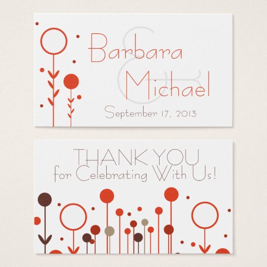Orange Modern Floral Dot Simple Gastgeschenk Hochz (Vorne & Hinten)