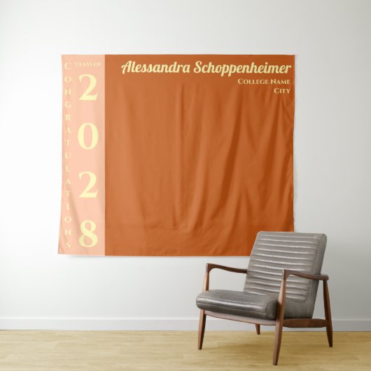 Orange Modern Graduation Party Backdrop Wandteppich (Beispiel (Horizontal))