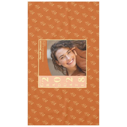 Orange Modern Graduation Photo Cap Pattern Tischdecke (Vorderseite)