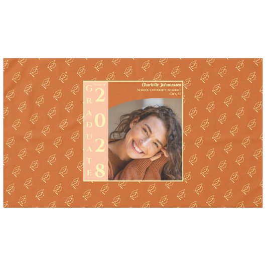 Orange Modern Graduation Photo Cap Pattern Tischdecke (Vorderseite (Horizontal))
