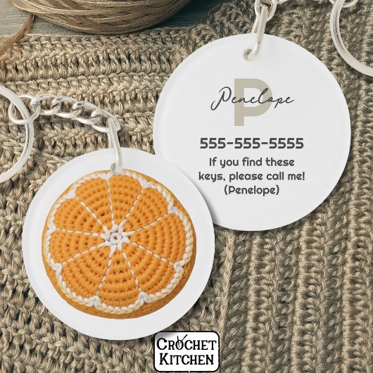 Orange Modern Minimal Frische Crochet Orange Slice Schlüsselanhänger