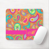 Orange Modern Paisley Whimsy Pattern Mousepad (Mit Mouse)