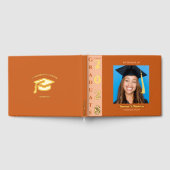Orange Modern Photo Graduation Party Gold Foil Gue Gästebuch (Voll)