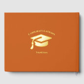 Orange Modern Photo Graduation Party Gold Foil Gue Gästebuch (Rückseite)