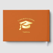 Orange Modern Photo Graduation Party Gold Foil Gue Gästebuch (Rückseite)