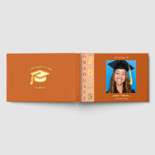 Orange Modern Photo Graduation Party Gold Foil Gue Gästebuch (Voll)