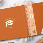 Orange Modern Photo Graduation Party Gold Gästebuch