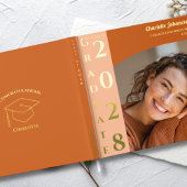 Orange Modern Photo Graduation Party Gold Gästebuch