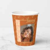 Orange Modern Photo Graduation Party  Pappbecher (Rückseite)