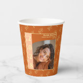 Orange Modern Photo Graduation Party  Pappbecher (Vorderseite)