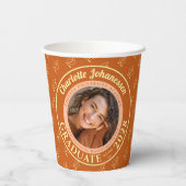 Orange Modern Photo Graduation Party  Pappbecher (Rückseite)