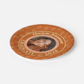 Orange Modern Photo Graduation Party Pappteller (Schrägansicht)