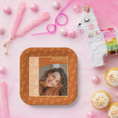 Orange Modern Photo Graduation Party Pappteller (Party)