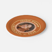 Orange Modern Photo Graduation Party Pappteller (Schrägansicht)