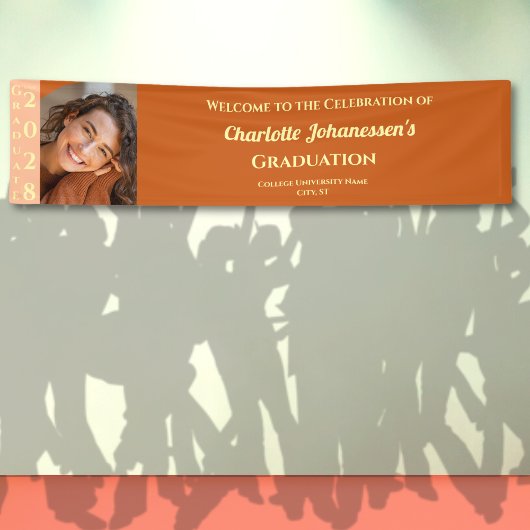 Orange Modern Photo Graduation Party Welcome  Banner