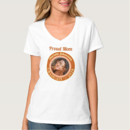 Orange Modern Photo Proud Mom Graduation T-Shirt