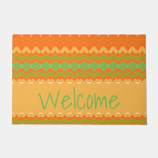 Orange Modern Print Welcome Mat Fußmatte (Vorderseite)